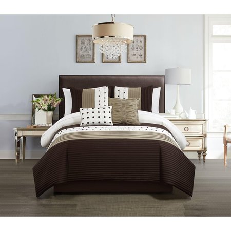 FIXTURESFIRST 5 Piece Lanny Comforter Set, Brown - Queen Size FI1703708